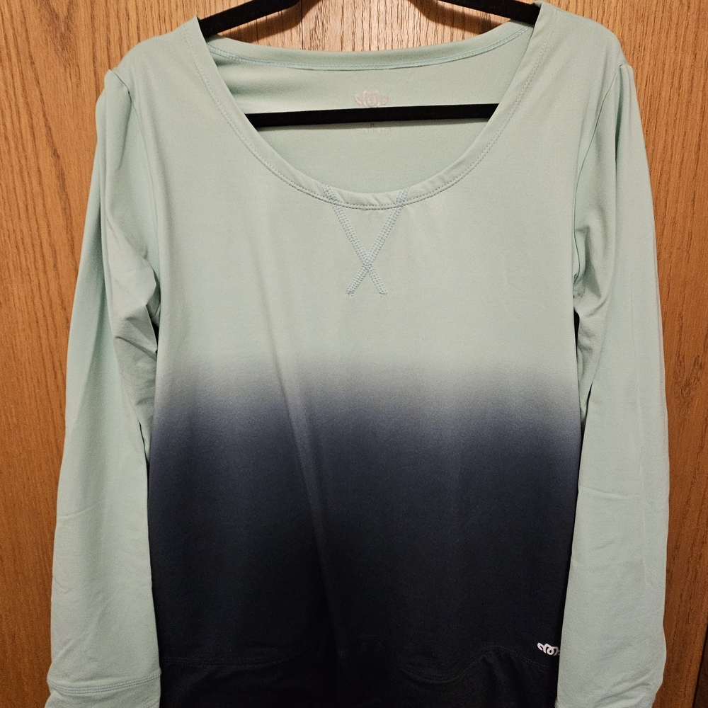 Maurices Mint to Navy Ombre Long Sleeve Sweatshirt